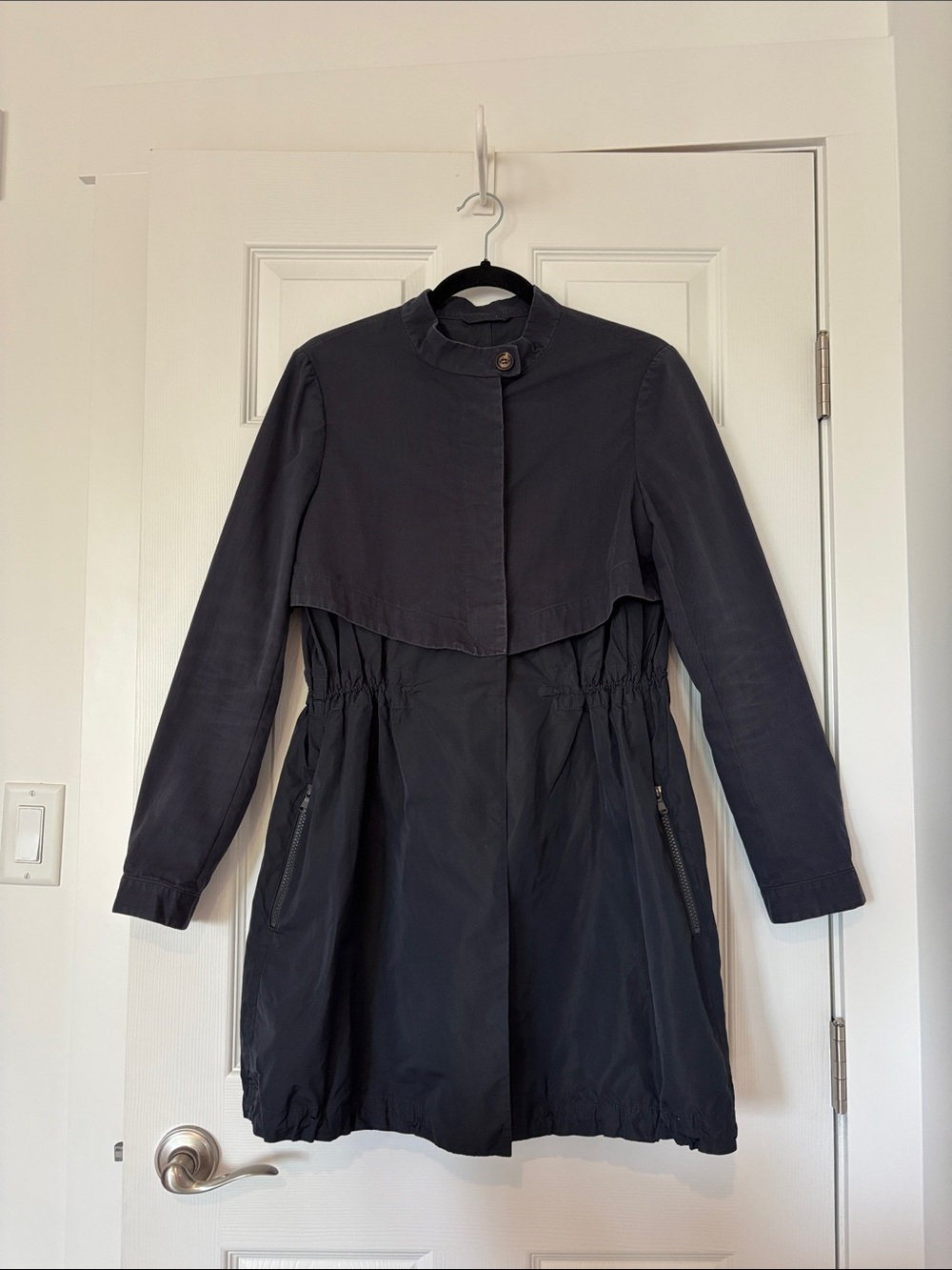 Brunello Cucinelli Drawstring Waist rain Coat jacket dark blue size EU 44/US8